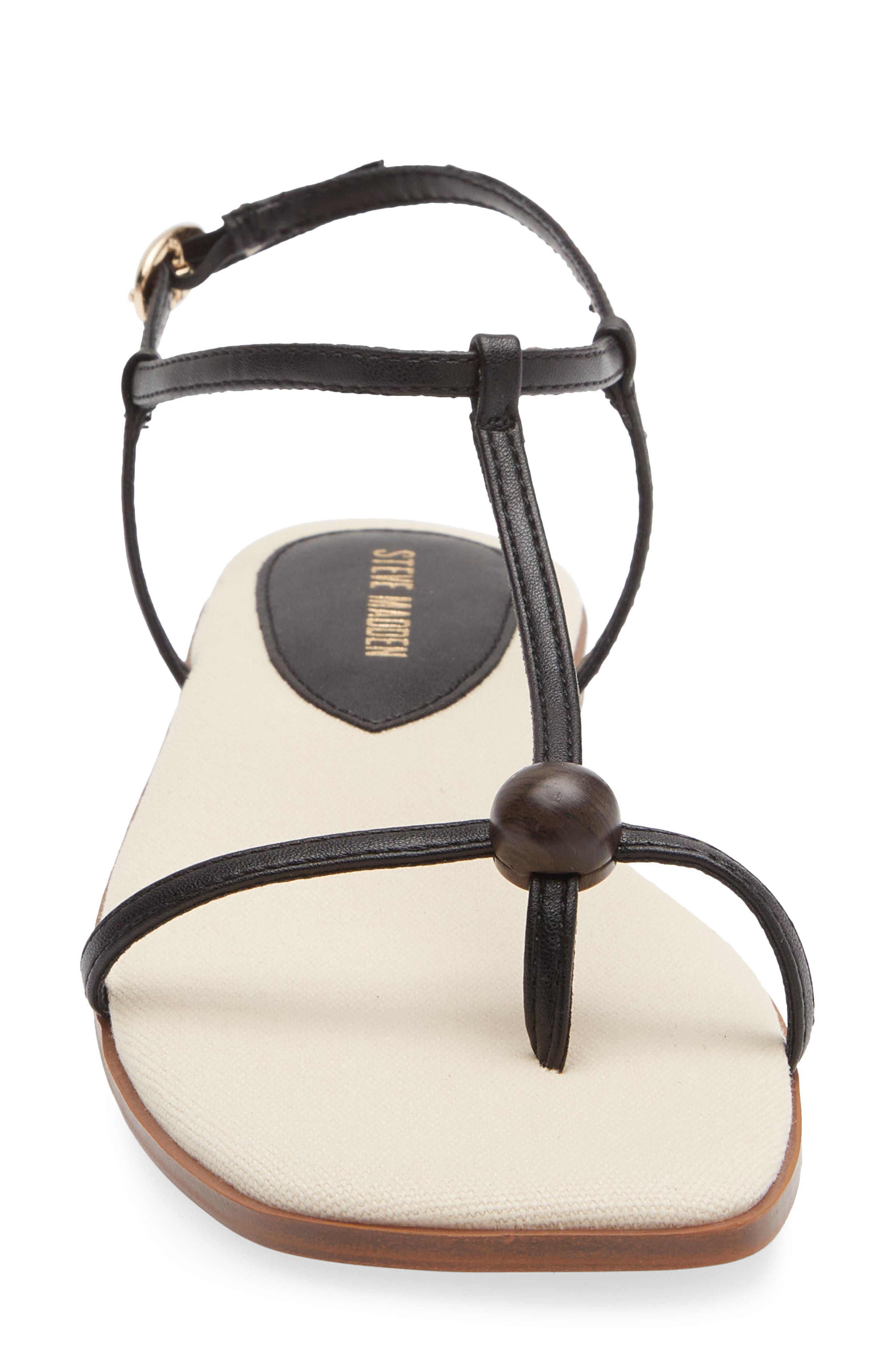 Ritzy Wood Bead Sandal, Alternate, color, BLACK / NATURAL