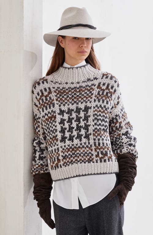 Brunello Cucinelli Sequin-embellished Patterned Sweater In Multi