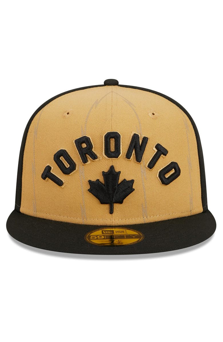 New Era Men's New Era Gold/Black Toronto Raptors 2023/24 City Edition 59FIFTY Fitted Hat, Alternate, color,