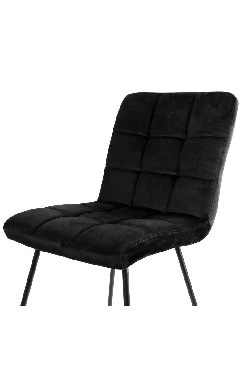 Elama 2 Piece Velvet Tufted Accent Chairs with Metal Legs, Alternate, color, Black