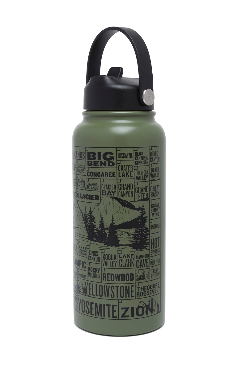 Parks Project National Parks of the USA Checklist Insulated Water Bottle, Main, color,