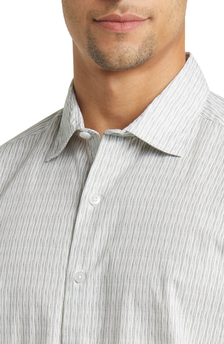 Robert Barakett Bass Stripe Short Sleeve Button-Up Shirt, Alternate, color, Light Olive