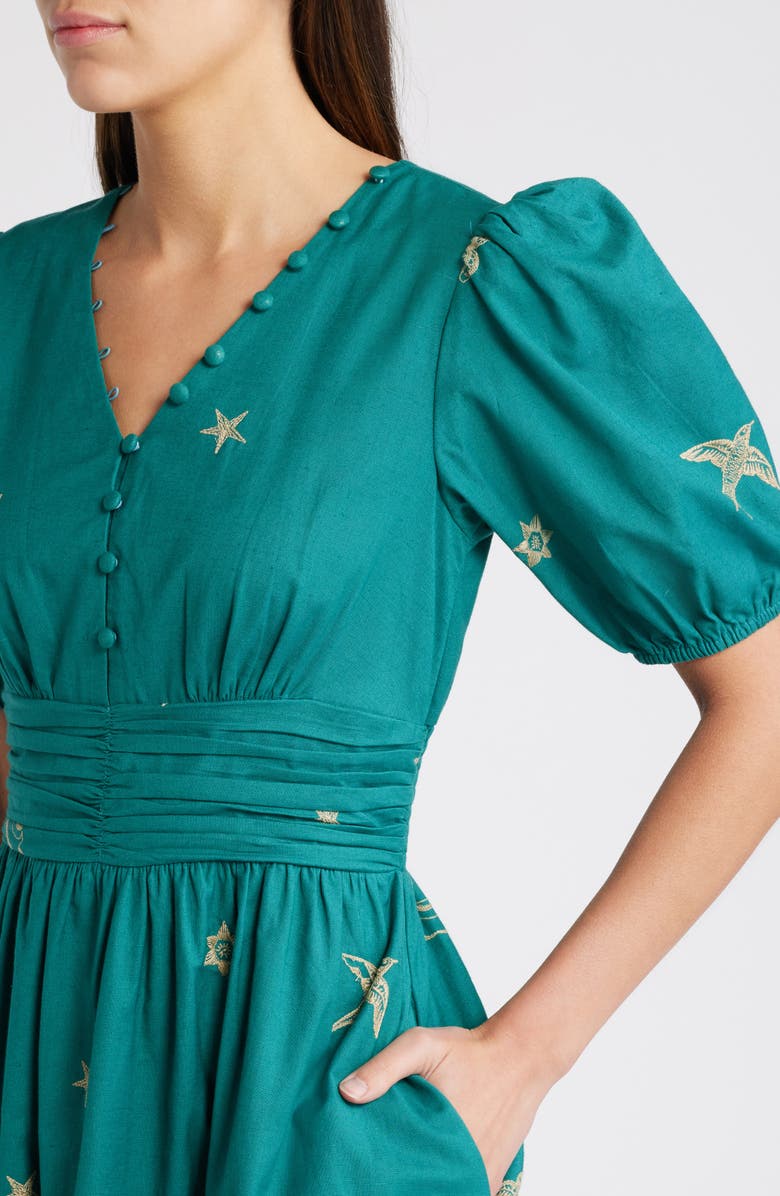 CIEBON Lexi Embroidered Puff Sleeve Cotton Dress, Alternate, color, 