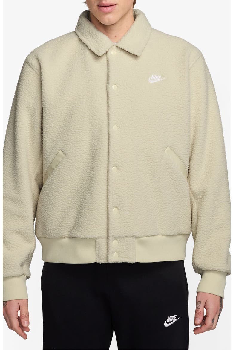 Club Fleece Coach's Jacket, Main, color, LIGHT KHAKI/ WHITE