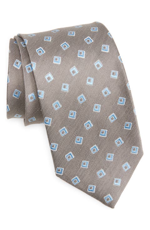 Geometric Silk & Linen Tie