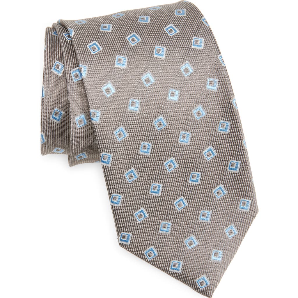 David Donahue Geometric Silk & Linen Tie In Sand