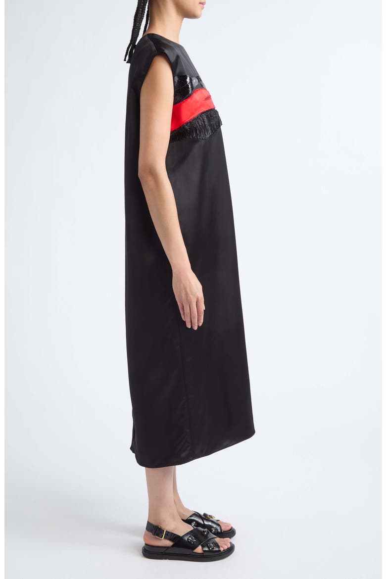 Crimson Flow Sequin Stripe Midi Dress, Alternate, color, 00N99 BLACK