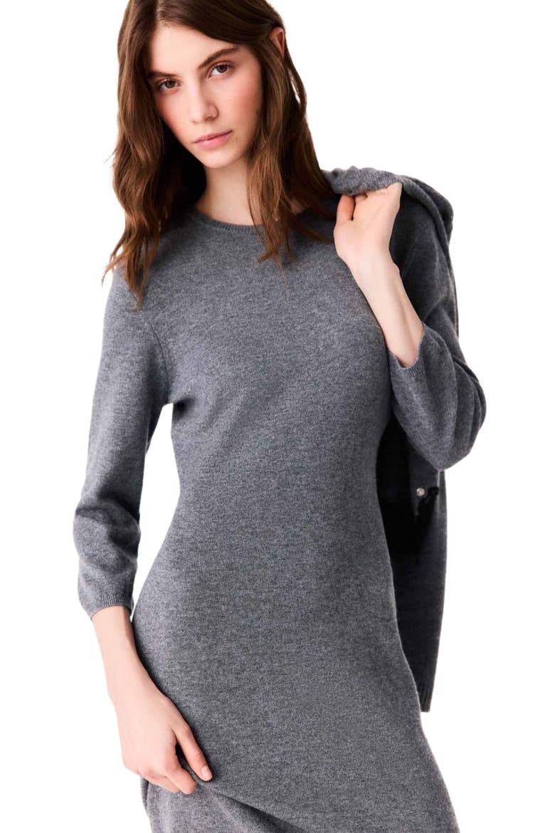 Dress with lace panel, Alternate, color, Grey/black