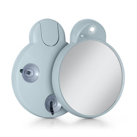 Lighted Compact Mirror with 10X Magnification & Retractable Suction Cups