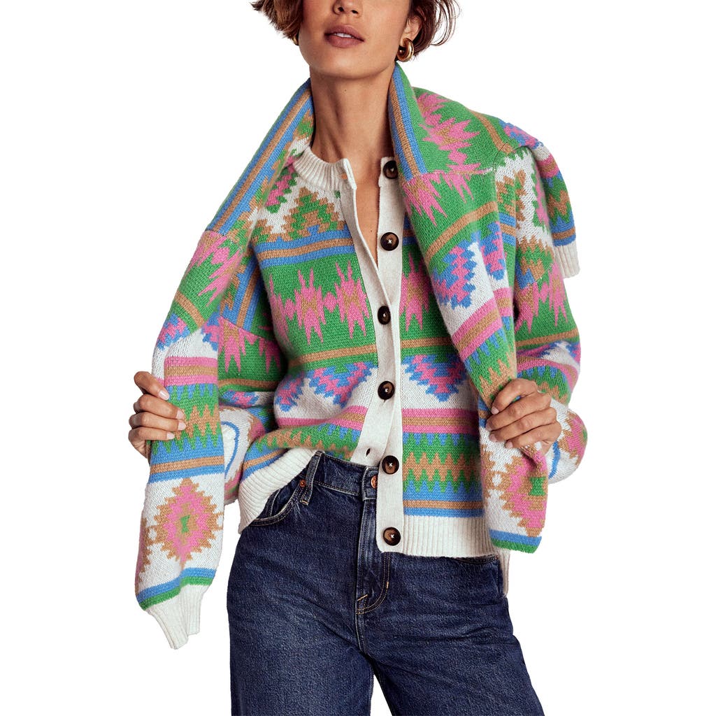 Boden Abi Jacquard Cardigan In Multi