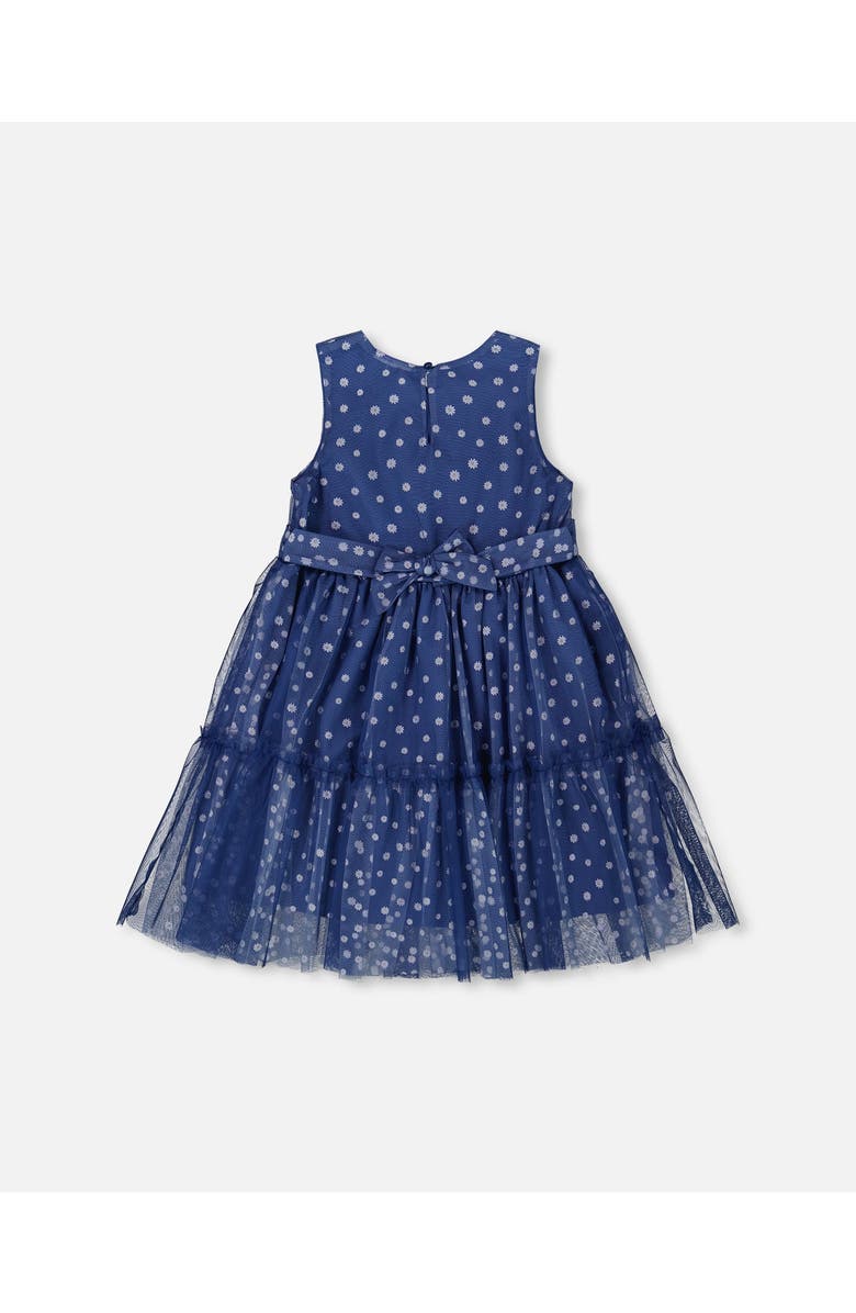 Deux par Deux Girl's Printed Tiered Dress Blue With Daisy Print, Alternate, color, Bleu With Daisy Print