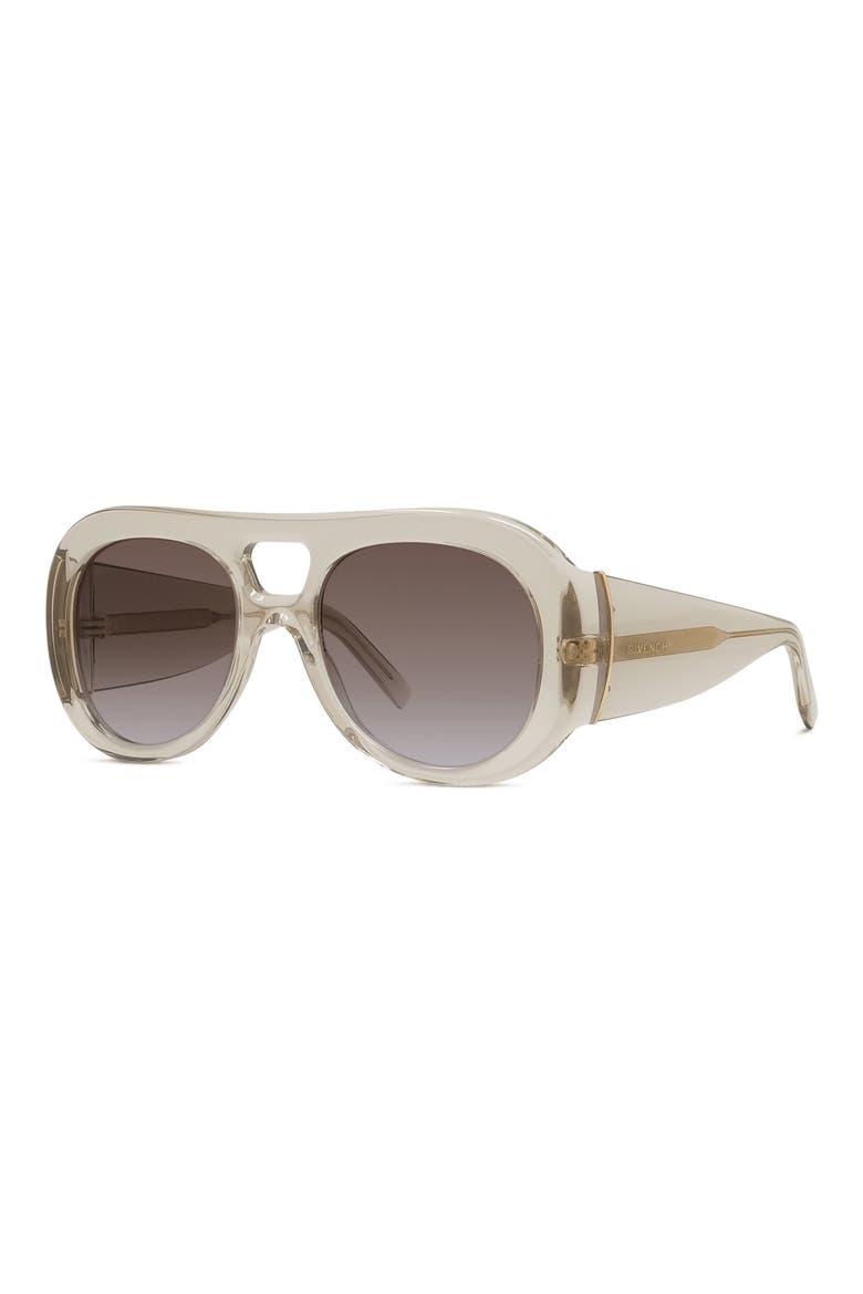 Bold 53mm Gradient Round Sunglasses, Alternate, color, SHINY BEIGE / GRADIENT BROWN