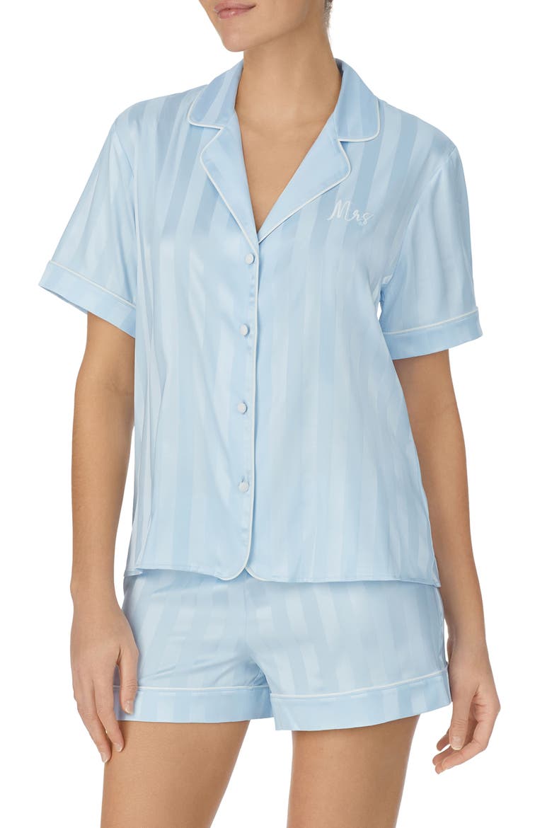 print short pajamas, Alternate, color, AQUA STRIPE