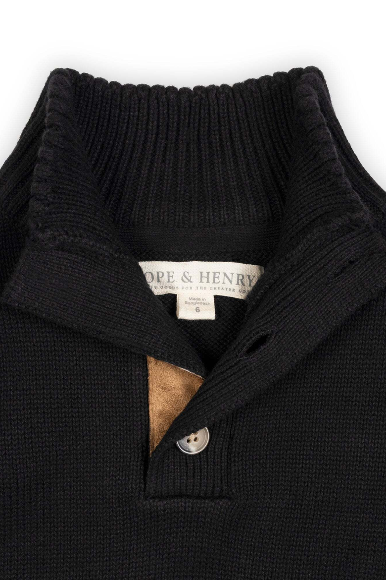 Kids' Organic Mock Neck Stripe Sweater, Alternate, color, Black and White