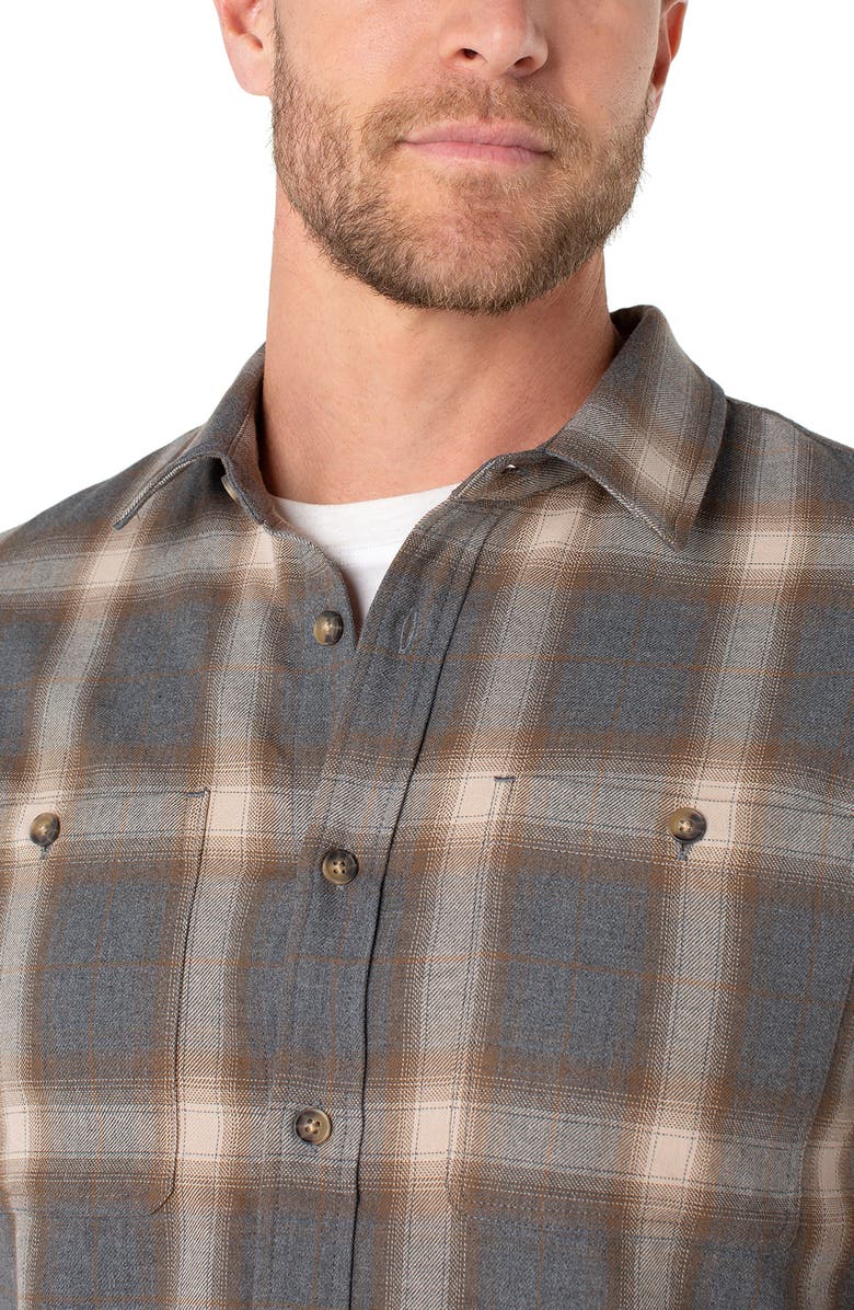 Liverpool Plaid Double Pocket Button-Up Shirt, Alternate, color, Grey/ Beige Multi