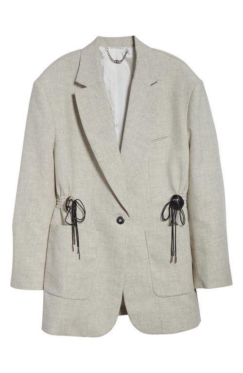 Rabanne Drawcord Waist Mottled Cotton & Wool Blazer In Mix Grey