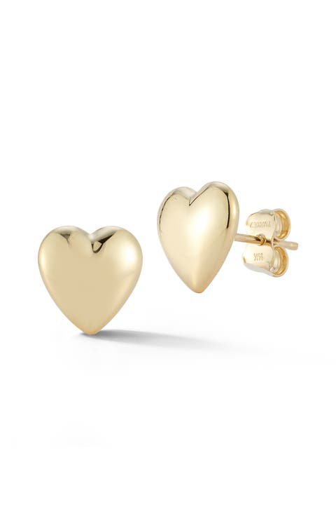 Polished Heart Stud Earrings