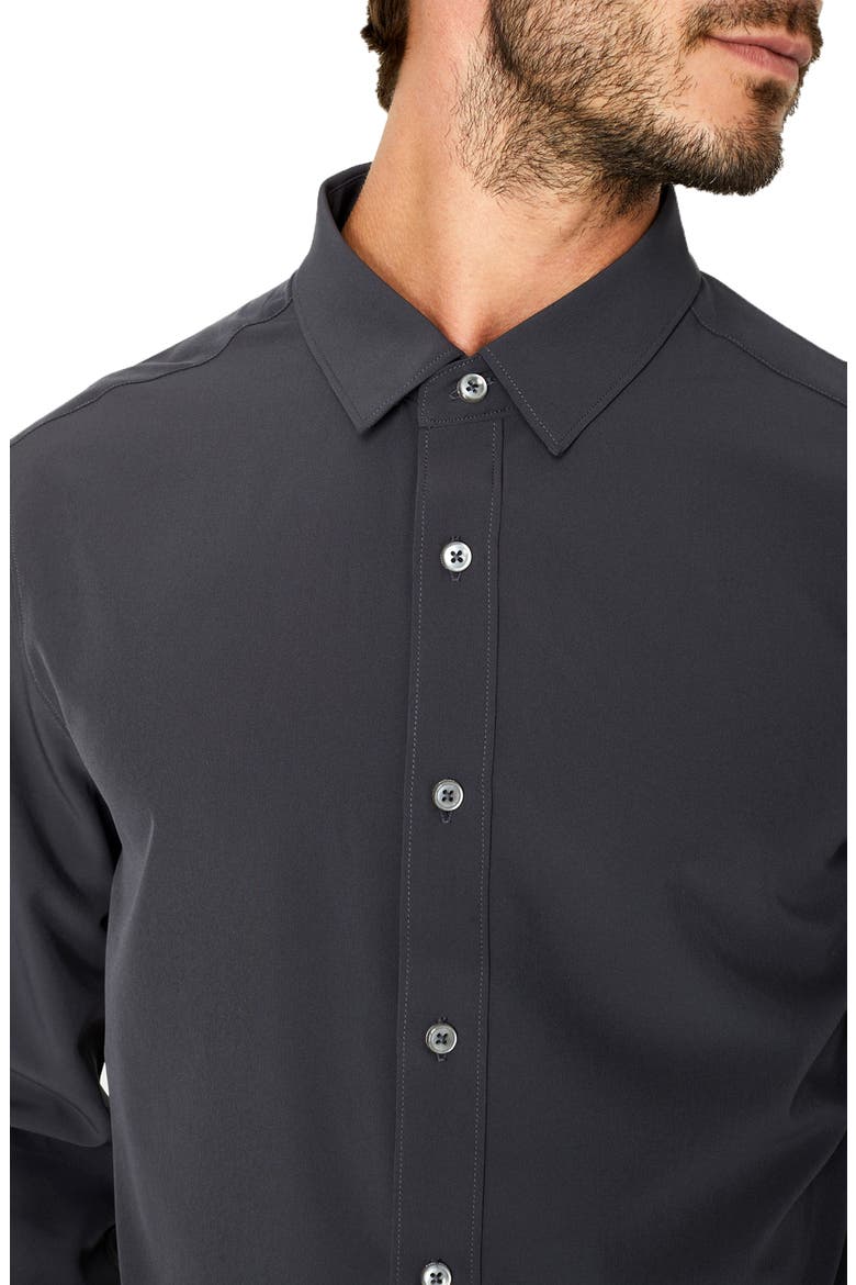 Liberty Solid Performance Button-Up Shirt, Alternate, color, CHARCOAL