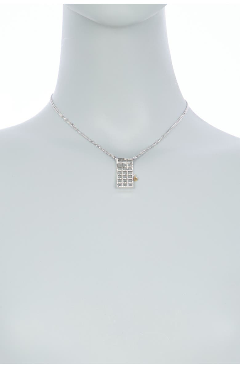 Breuning 14K Two-Tone Gold Diamond Rectangle Lattice Pendant Necklace, Main, color, 