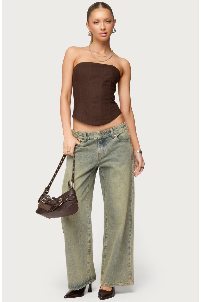 Hadar Strapless Cotton Corset Top, Alternate, color, BROWN