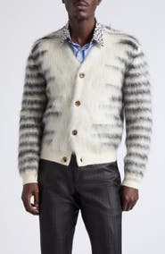 TOM FORD Brushed Stripe Mohair Blend Cardigan