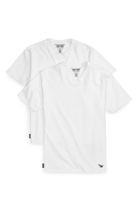 2-Pack Essential Stretch Cotton V-Neck T-Shirts