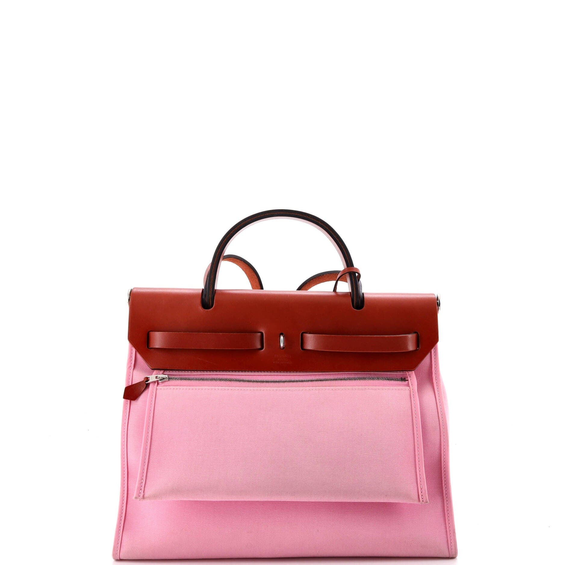 Pre-Owned Hermes Herbag Zip Leather and Toile 31, Alternate, color, Mauve Sylvestre