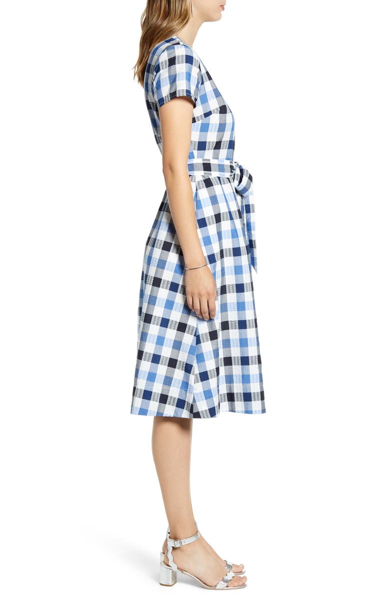 1901 Check Tie Waist Short Sleeve Dress, Alternate, color,