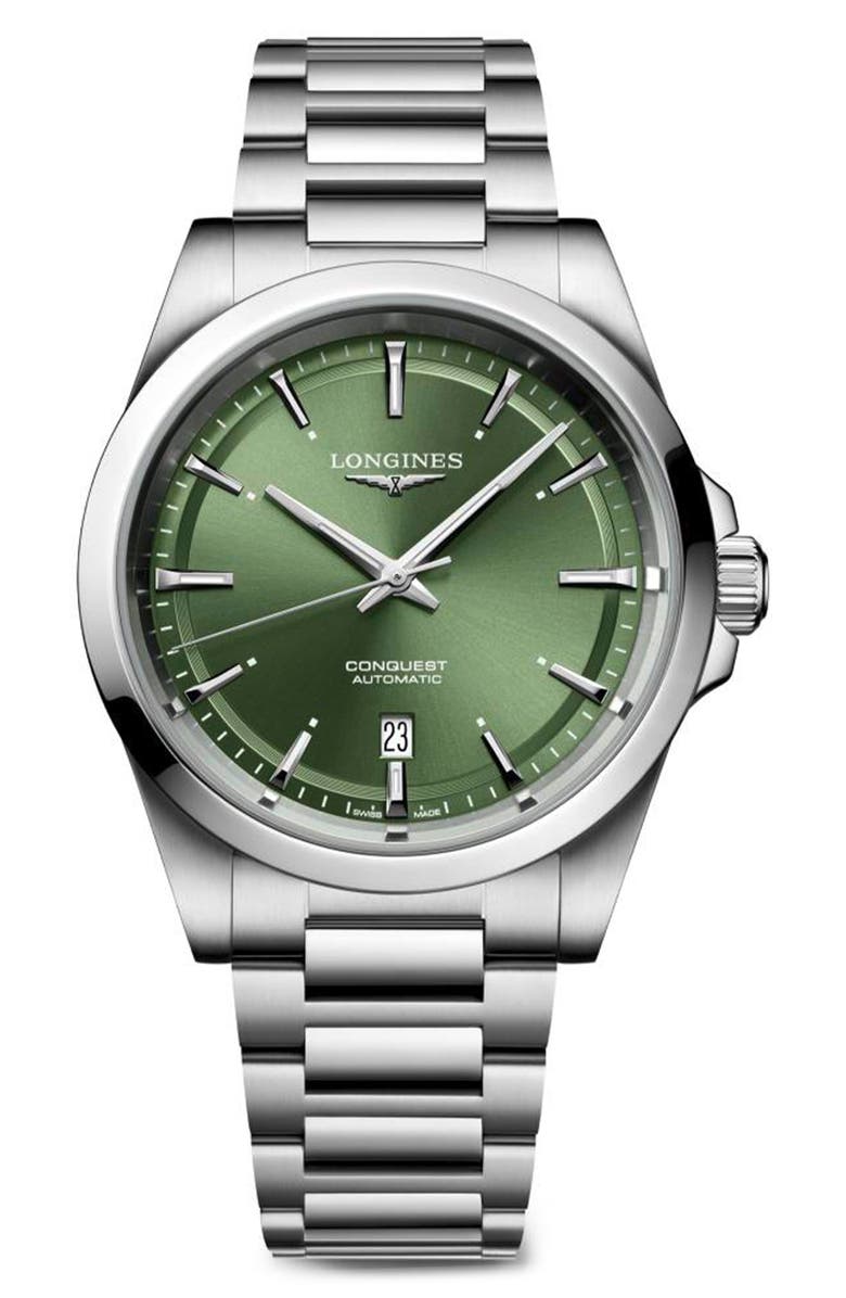 Longines Conquest Automatic Bracelet Watch, 41mm, Main, color, Green