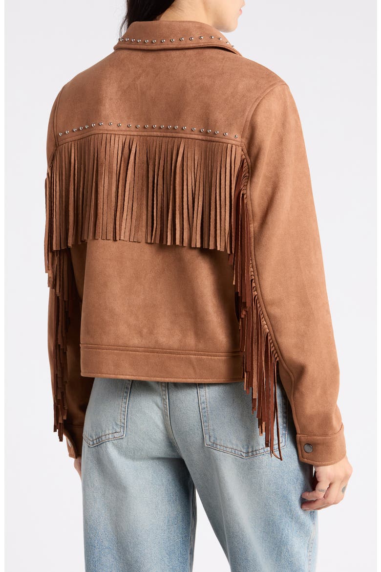 Fringe Faux Suede Jacket, Alternate, color, CHERRYWOOD