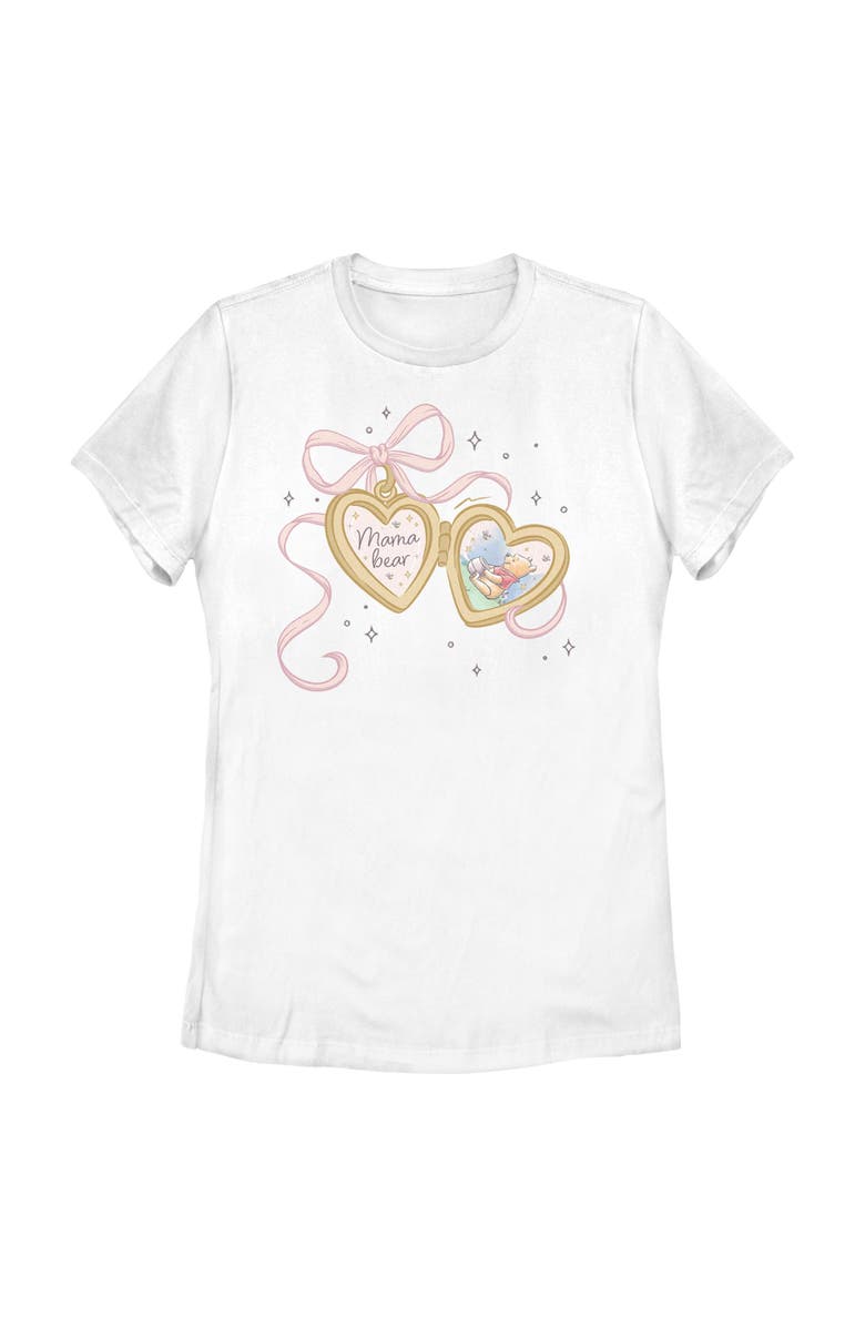Winnie the Pooh Women's Winnie the Pooh Bow Heart Locket Bear  Graphic T-Shirt, Main, color, White