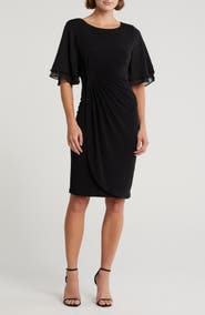 Connected Apparel Ruffle Sleeve Sheath Dress