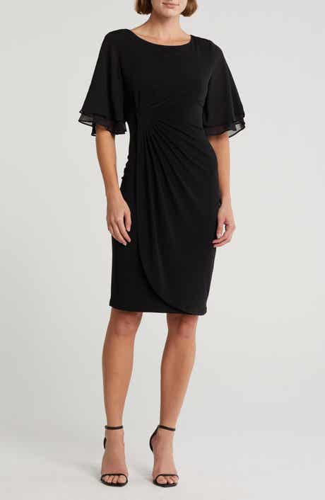 Connected Apparel Ruffle Sleeve Sheath Dress