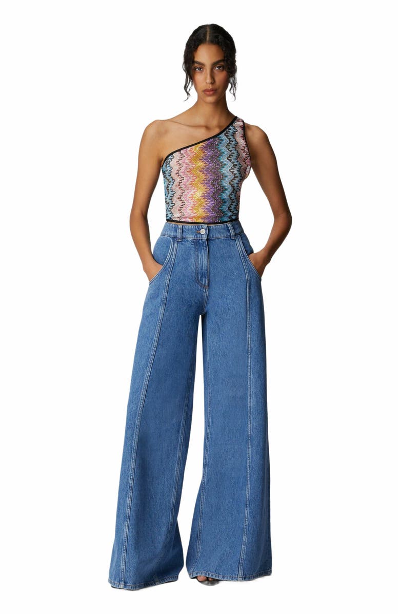 Missoni Printed Lace One-shoulder Top, Main, color, 