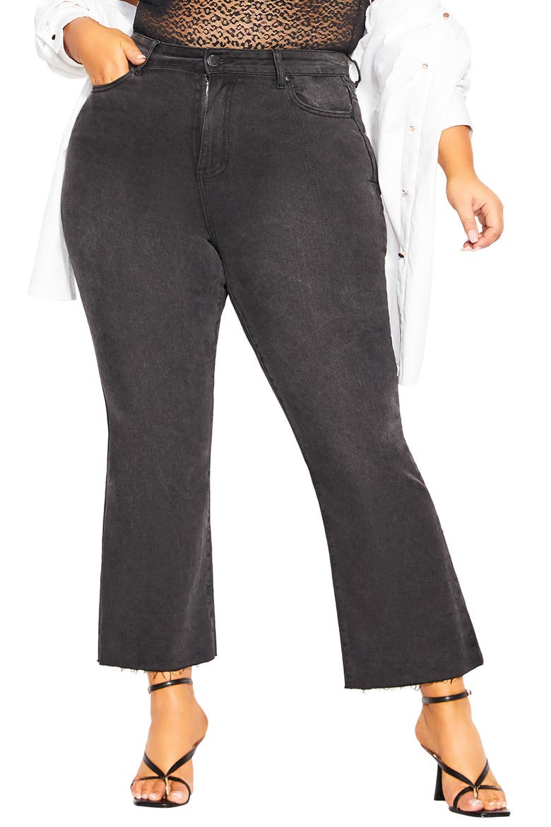 Harley Crop Flare Jeans, Main, color, BLACK WASH