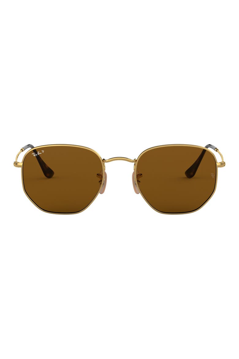 54mm Polarized Square Sunglasses, Main, color, GOLD/ BROWN