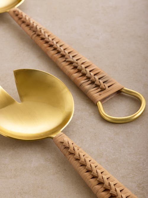 Gauri Kohli Helsinki Salad Servers, Set Of 2 In Gold