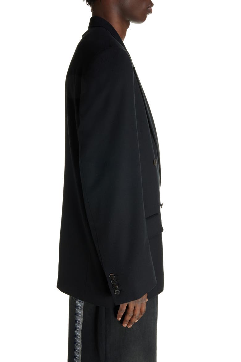 Regular Fit Double Breasted Wool Blazer, Alternate, color, BLACK