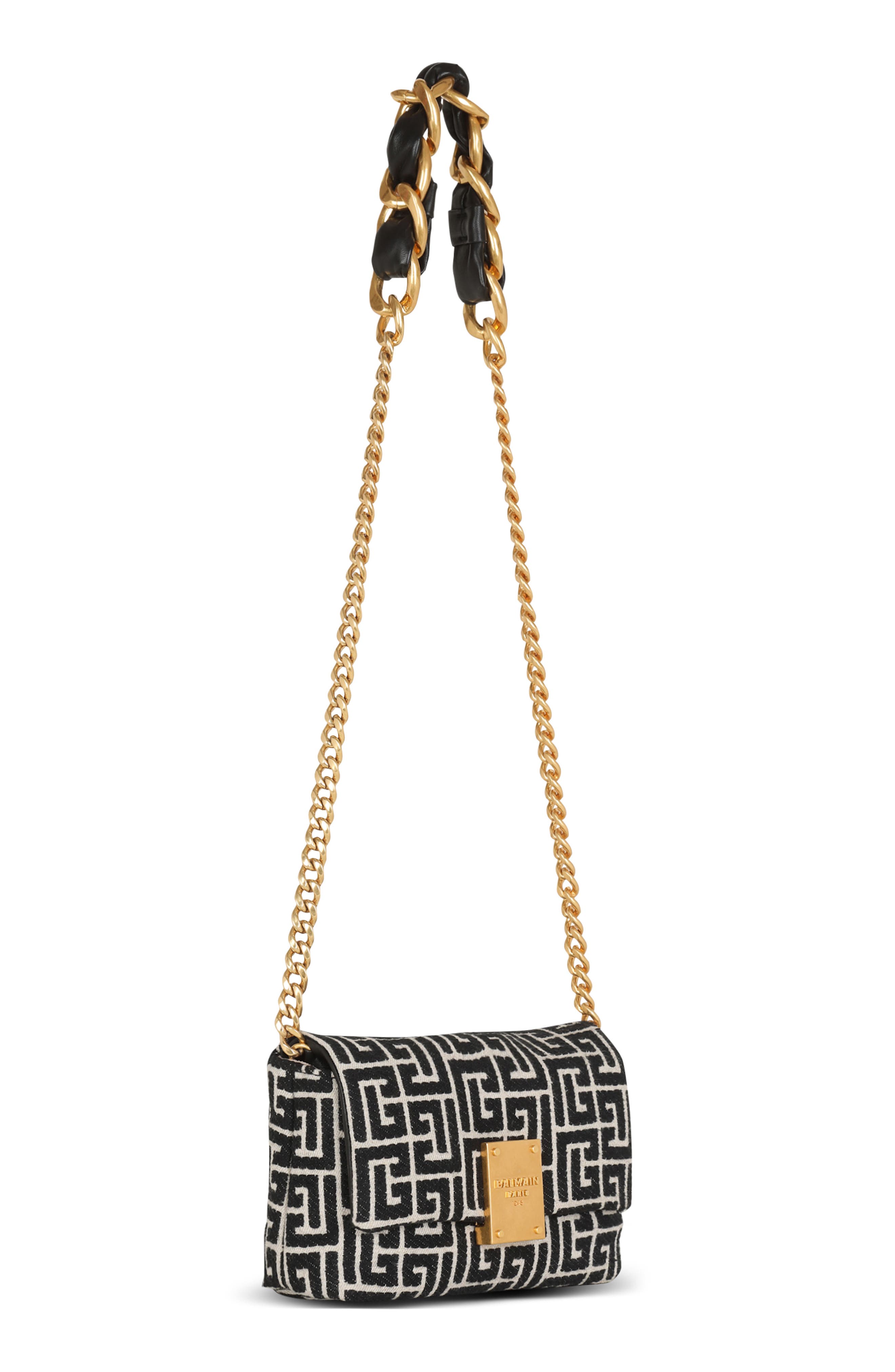 Balmain Mini 1945 Soft Monogram Jacquard Crossbody Bag, Alternate, color, 