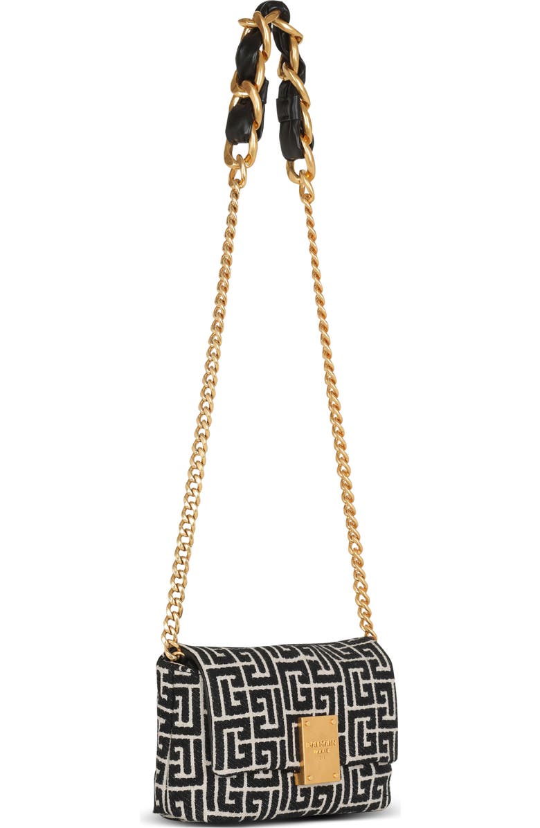 Balmain Mini 1945 Soft Monogram Jacquard Crossbody Bag, Alternate, color,