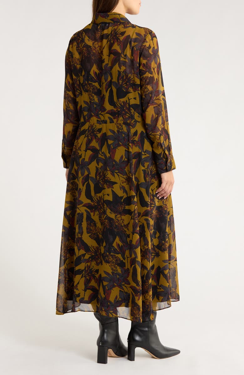 Nordstrom Floral Long Sleeve Maxi Shirtdress, Alternate, color, Black Multi Quynh Bloom