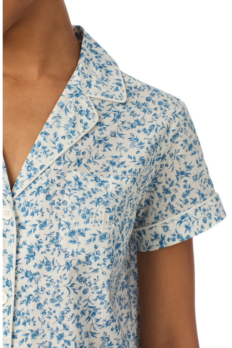 Print Short Sleeve Pajamas, Alternate, color, IVORY BLUE