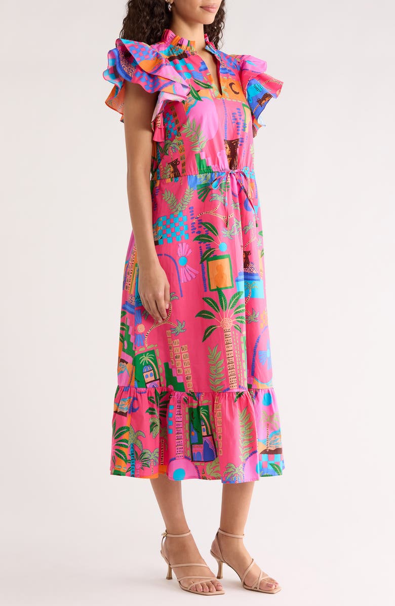 SUGARLIPS Lanus City Dillan Ruffle Midi Dress, Alternate, color,