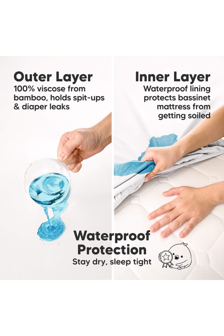 2-Pack Isla [Protect+] Waterproof Bassinet Sheets, Alternate, color, Soft White
