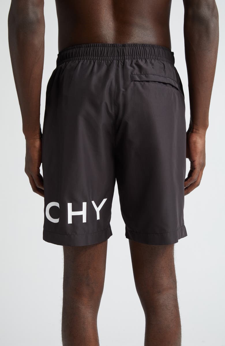 Givenchy Logo Swim Trunks, Alternate, color, Black/ White
