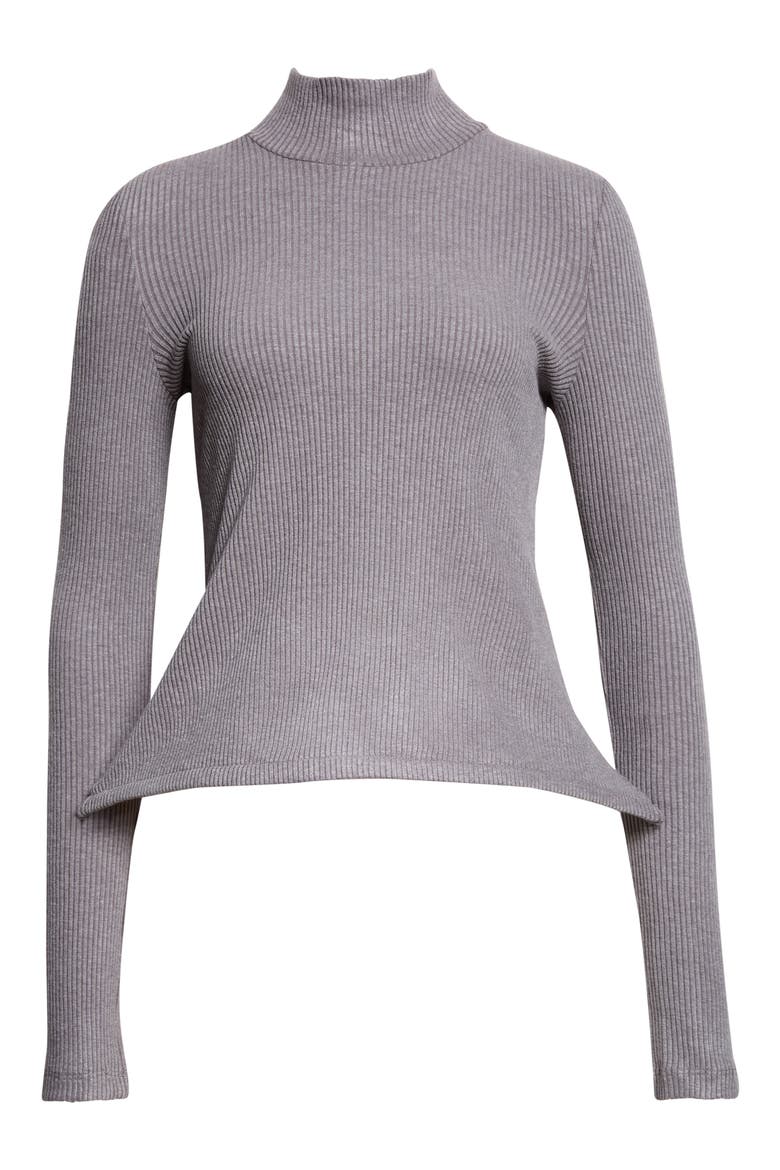 Pointy Turtleneck Ribbed Sweater, Main, color, GREY