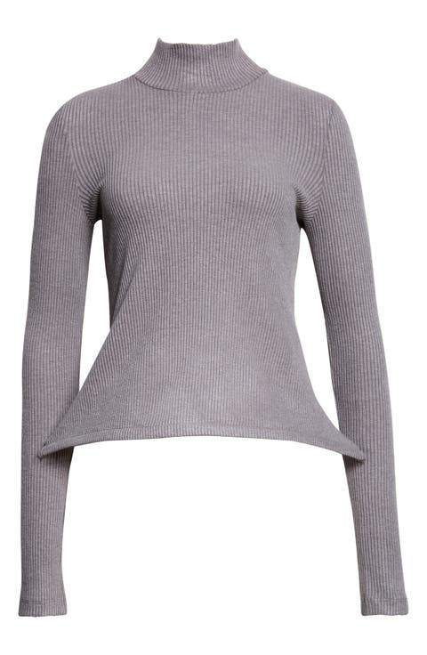 Pointy Turtleneck Ribbed Sweater