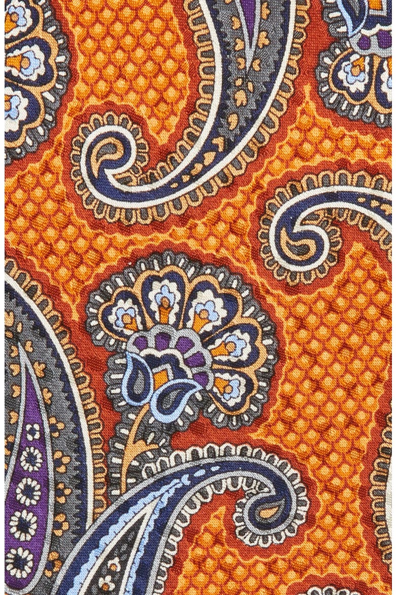 Paisley Silk Tie, Alternate, color, ORANGE