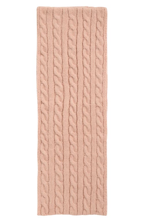 Vince Camuto Cable Stitch Scarf & Faux Fur Pompom Beanie Set In Pink