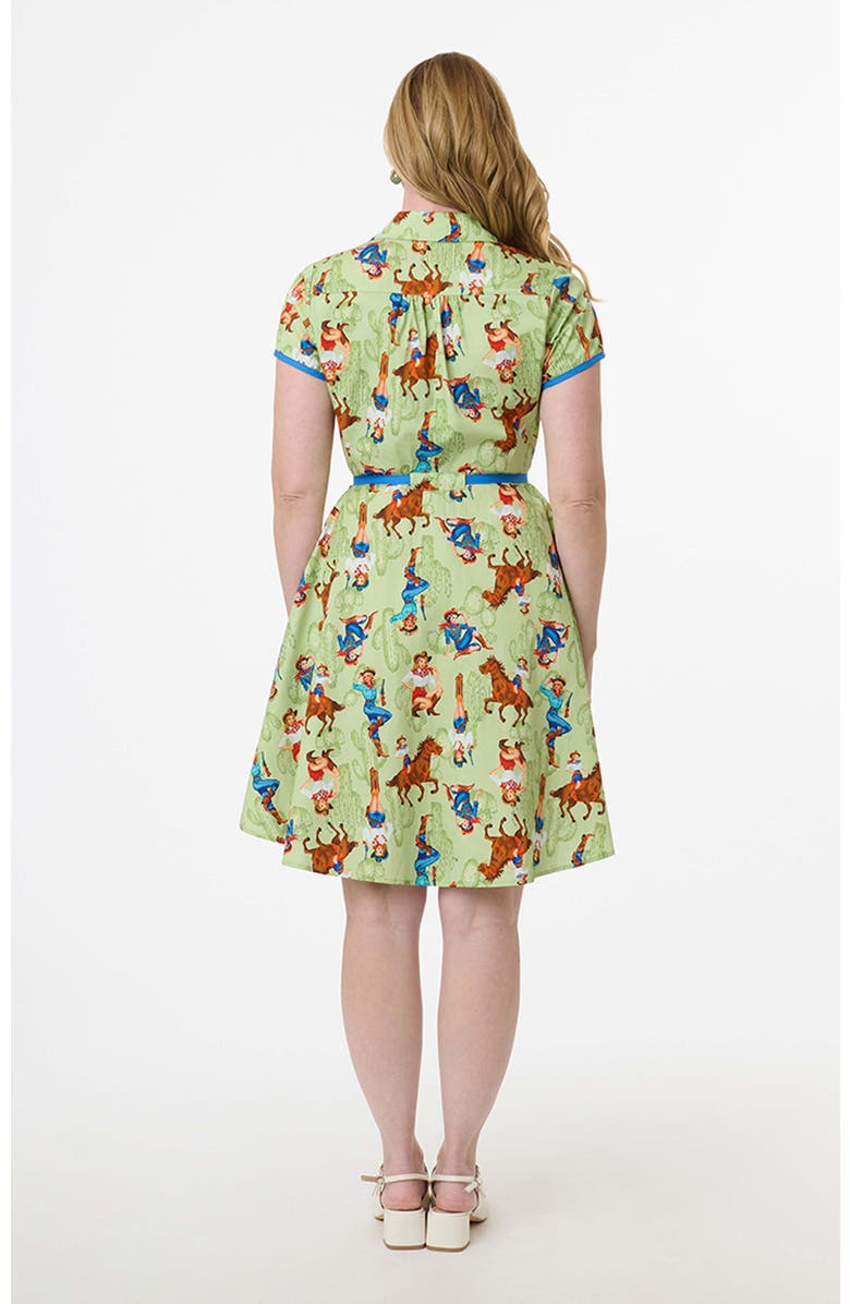 Smak Parlour 1960s Fit & Flare Dress, Alternate, color, Green Western Print